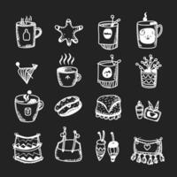 Cute doodle different objects set vector