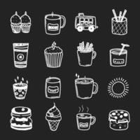 Cute doodle different objects set vector