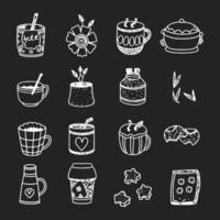 Cute doodle different objects set vector