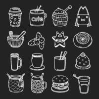 Cute doodle different objects set vector