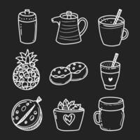 Cute doodle different objects set vector