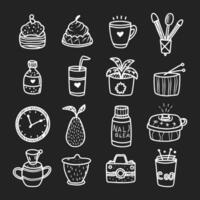 Cute doodle different objects set vector