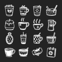 Cute doodle different objects set vector