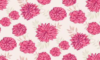 Bright red abstract artistic floral and shape leaves seamless pattern on a beige background. Stylized flowers peonies, dahlias printing. Vector hand drawn illustration. Design for fashion,  textiles
