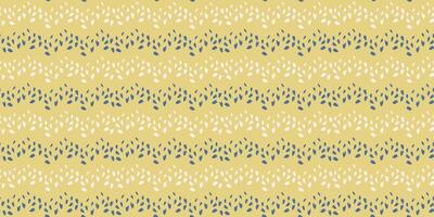 Zigzag with vector hand drawn sketch shapes dots, spots, drops seamless pattern. Simple tiny random  snowflakes, circles, leaflets on a yellow background. Template design ornament for textile, print