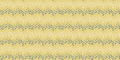 Zigzag with vector hand drawn sketch shapes dots, spots, drops seamless pattern. Simple tiny random  snowflakes, circles, leaflets on a yellow background. Template design ornament for textile, print