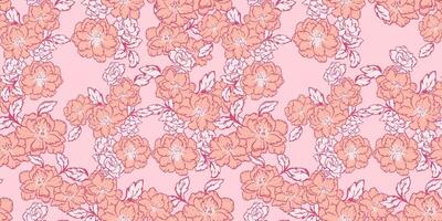 artístico estilizado ramas flores y hojas de sin costura modelo. vector mano dibujado. floreciente brillante líneas floral impresión. sencillo creativo verano botánico antecedentes. modelo para diseño, textil,