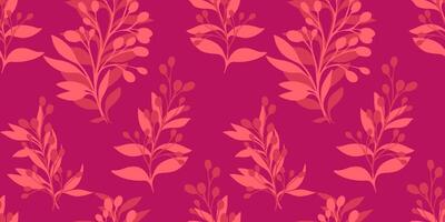minimalista sin costura modelo con resumen artístico formas hojas sucursales. vector mano dibujado bosquejo. collage brillante rosado sencillo tropical botánico antecedentes. modelo para diseño, tela, estampado