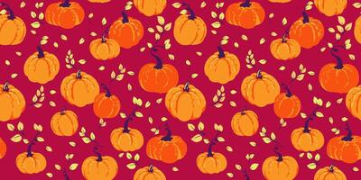 Seamless pattern with abstract, cute, autumn, simple pumpkins. Vector hand drawn pumpkin print. Perfect for fall, Thanksgiving, Halloween, holidays. Template for design