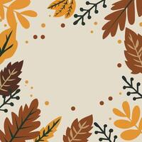 Flat design autumn landscape view with leaves for  fall season vector