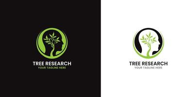 Tree leaf recharge human brain minimalist modern logo design concept vector