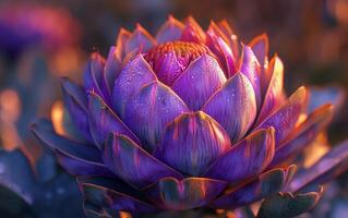 AI generated An Artichoke Flower Captured in Macro Photography photo