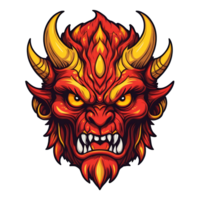 AI generated red face of the demon beast head png