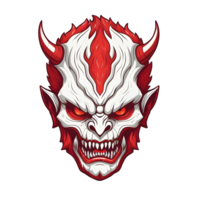 AI generated white red demon beast head png