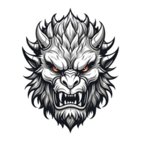 AI generated white face of the demon beast head png