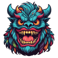 AI generated devil beast head colorful illustration png