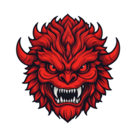 AI generated red face of the demon beast head png