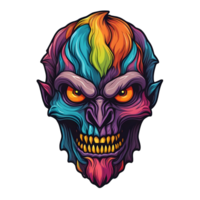 AI generated colorful face of the demon beast head png