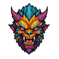 AI generated devil beast head colorful illustration png