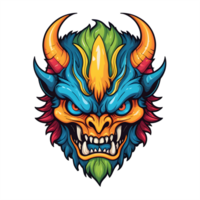 AI generated devil beast head colorful illustration png