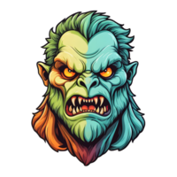 AI generated green face of the demon beast head png