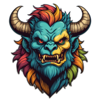 AI generated devil beast head colorful illustration png