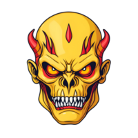 AI generated red yellow face of the demon beast head png