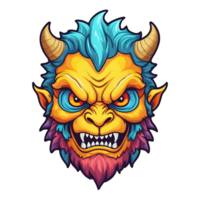 AI generated devil beast head colorful illustration png