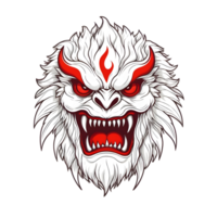 AI generated white red  demon beast head png
