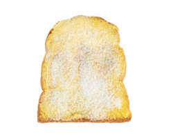 Toasted slice bread with butter and sugar isolated png