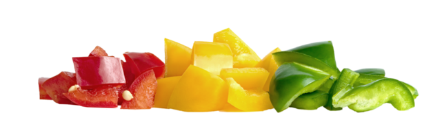 Green yellow red chopped sweet bell pepper isolated png