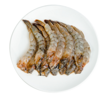 Peeled shrimp raw  with plate isolated png