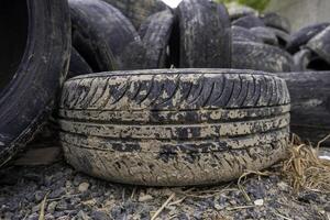 Old tires in the trash photo