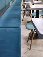 Cafe catering. Cafeteria room. Tables and seats in a cafe photo