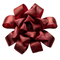 AI generated Red bow for gift wrapping PNG. Red ribbon for presents top view PNG. Red bow gift giving PNG