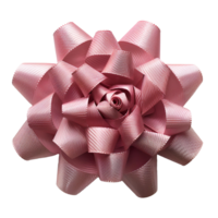 AI generated Pink bow for gift wrapping PNG. Pink ribbon for presents top view PNG. Pink bow gift giving PNG