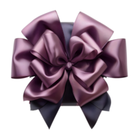 AI generated purple bow for gift wrapping PNG. purple ribbon for presents top view PNG. purple bow gift giving PNG