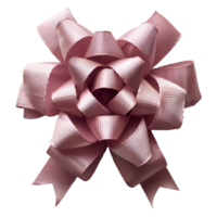 AI generated Pink bow for gift wrapping PNG. Pink ribbon for presents top view PNG. Pink bow gift giving PNG