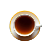 AI generated Tea in cup with plate PNG. Teacup and saucer top view isolated. Cup of tea bird's eye view PNG