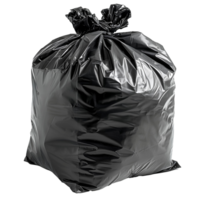 AI generated Black plastic trash bag PNG. Black trash bag isolated. Trash bag for waste and garbage PNG