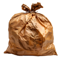 AI generated Brown plastic trash bag PNG. Brown trash bag isolated. Garbage bag for donations PNG