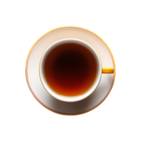 ai generiert Tee im Tasse mit Teller png. Teetasse und Untertasse oben Aussicht isoliert. Tasse von Tee Vogel Auge Aussicht png