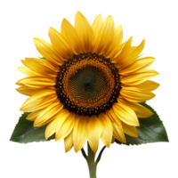 AI generated Sunflower PNG. Sunflower flower isolated. Yellow sunflower fully bloomed PNG. Sunflower flat lay PNG. Yellow flower isolated png