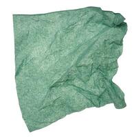 Green crumpled paper napkin on isolated background photo