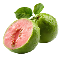 ai genererad guava frukt png. guava isolerat. tropisk frukt guava topp se png. guava platt lägga png