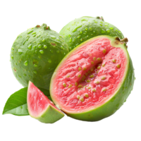 ai genererad guava frukt png. guava isolerat. tropisk frukt guava topp se png. guava platt lägga png