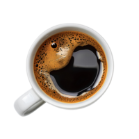 AI generated Cup of coffee PNG. Cup of black coffee isolated. Black cup of coffee top view PNG. Black coffee bird's eye view PNG