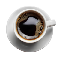 AI generated Cup of coffee PNG. Cup of black coffee isolated. Black cup of coffee top view PNG. Black coffee bird's eye view PNG