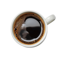 AI generated Cup of coffee PNG. Cup of black coffee isolated. Black cup of coffee top view PNG. Black coffee bird's eye view PNG