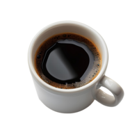 ai generado taza de café png. taza de negro café aislado. negro taza de café parte superior ver png. negro café aves ojo ver png